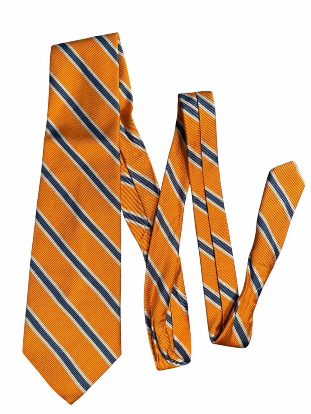 Brooks  Orange/Blue Stripe Men's Silk Tie.